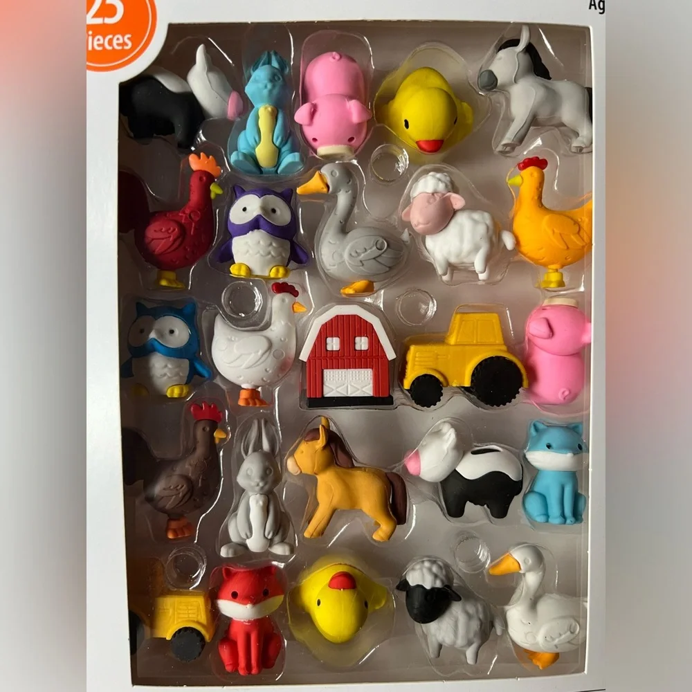 NWT 50, 3D eraser pals 25-Farm Animal & Vehicle and 25-pet animals, 2 boxes